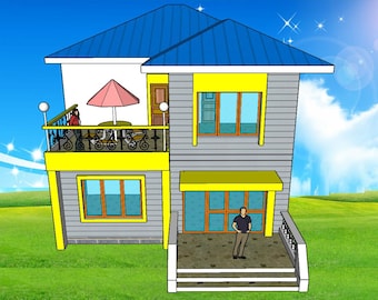 V-476| Modern Small Two-Level House Plans – 4 Bedroom 4 Living Room (30x40 ft)