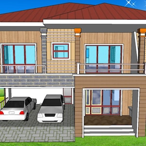 V-871| Blue prints house design, two story | modern tiny home with Hip roof  | Duplex house plan | small two floor farm.