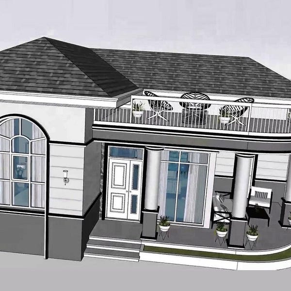 Modern Bungalow House Plan | 2 Bed, 1 Bath (36x36 Feet) (Digital PDF File Only)
