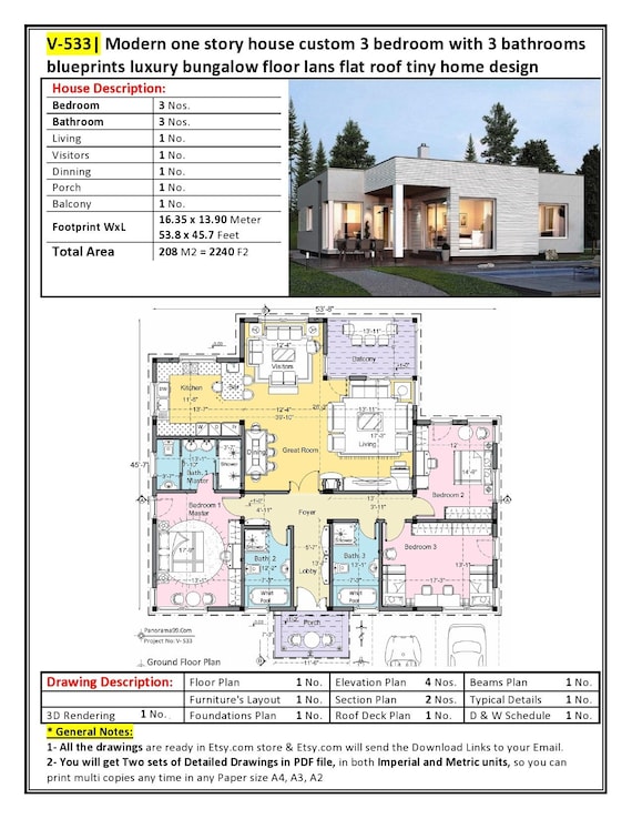 3 Bedroom Floor Plans Bungalow House 3 Bedroom And 3 Bathrooms | House