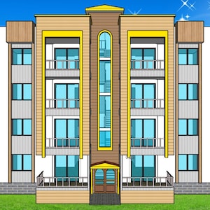 Apartment Building Plans: 8 Units, 2 Bedroom (PDF Digital File)
