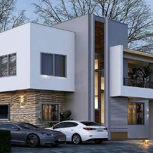 V-765| Modern Two storey open design tiny houseplan: 3 Bedroom 4 Living, farmhouse,