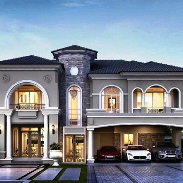 V-910| Modern Luxury Villa plan: 5 bedroom 4 Living 3 car | Duplex house plan (Digital PDF)