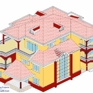V-580| 39x56 Three Story house plans 5300 Sq Ft| Luxury Villa 5 Bedroom with 5 Bath, 4 Hall Garage | Custom Modern triplex Home Floor Plans