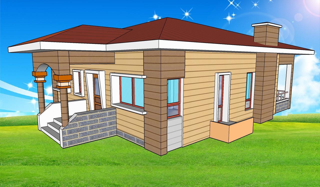 V-528| Modern Two Bedroom, 2 Bathroom, One Floor House Plan With Pool ...
