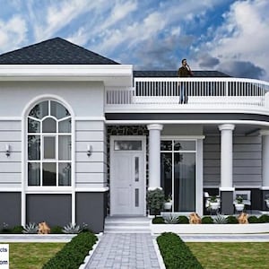 V-485| 36x36 Modern Tiny House Plan: 3 Bedroom Bungalow Blueprints.