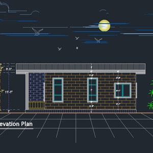 V-473 Modern tiny house plan, 3 Bedroom with 3 bathroom, Bungalow blueprints home floor plan, One story small tiny cabin farm Slope roof image 7