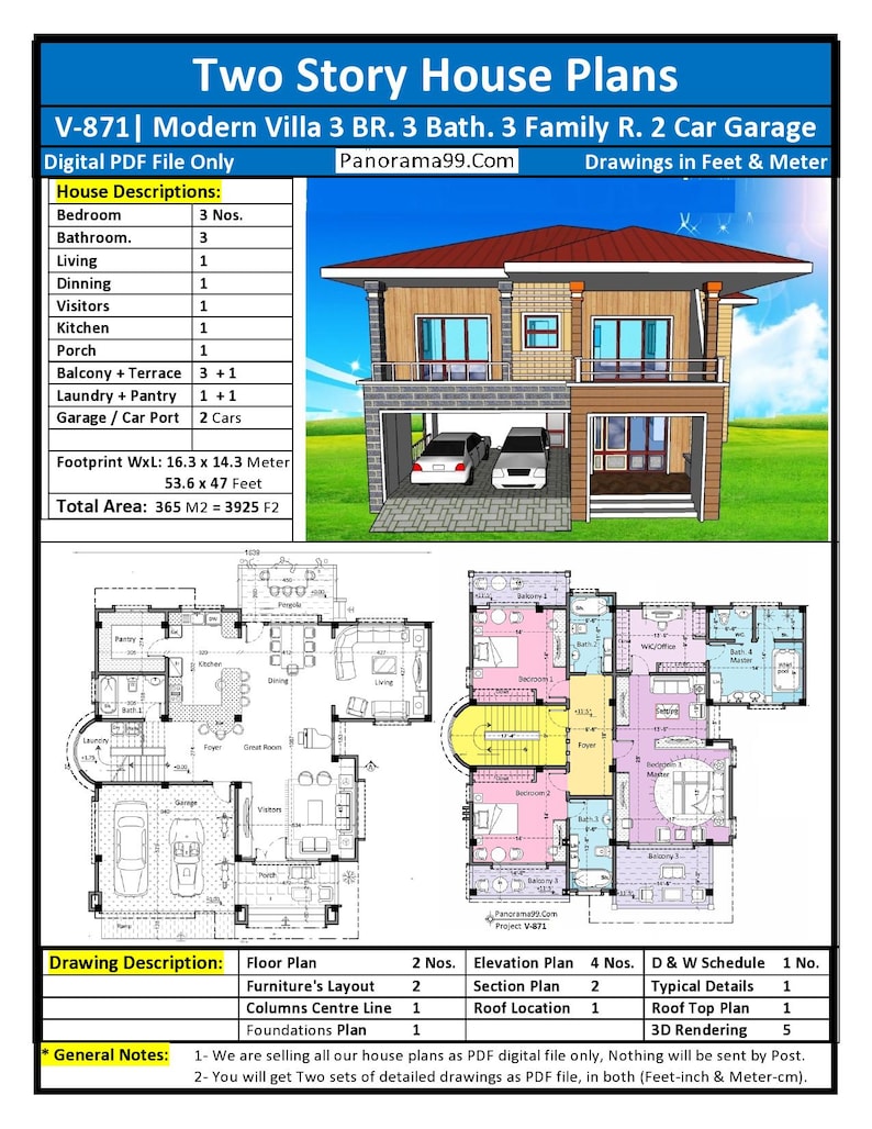 V-871| Duplex House Plans contemporary style, Blue prints modern tiny home image 10