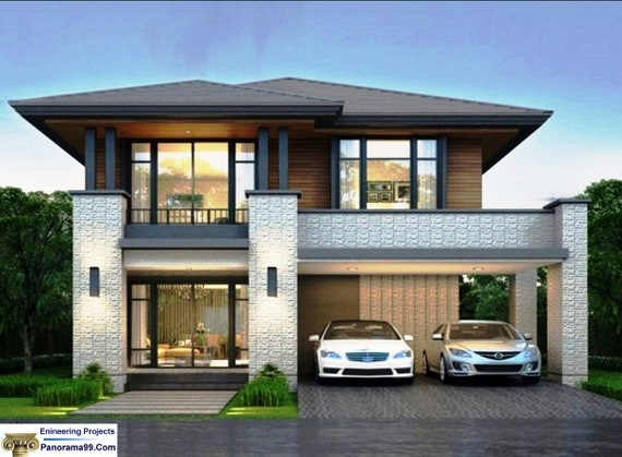 V 384 House Floor Plans 5 Bedroom With 5 Bathroom And 2 Car Etsy