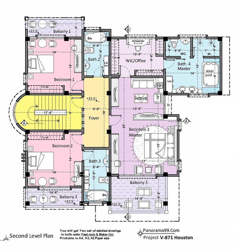 V-871| Duplex House Plans contemporary style, Blue prints modern tiny home image 3