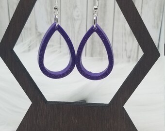 Lightweight, Custom, Handmade, Oval, Glitter, Epoxy Earrings!