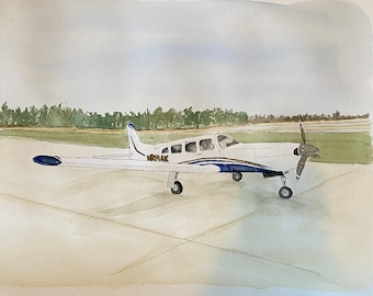 Custom Plane Vehicle/Plane  Watercolor Paintings