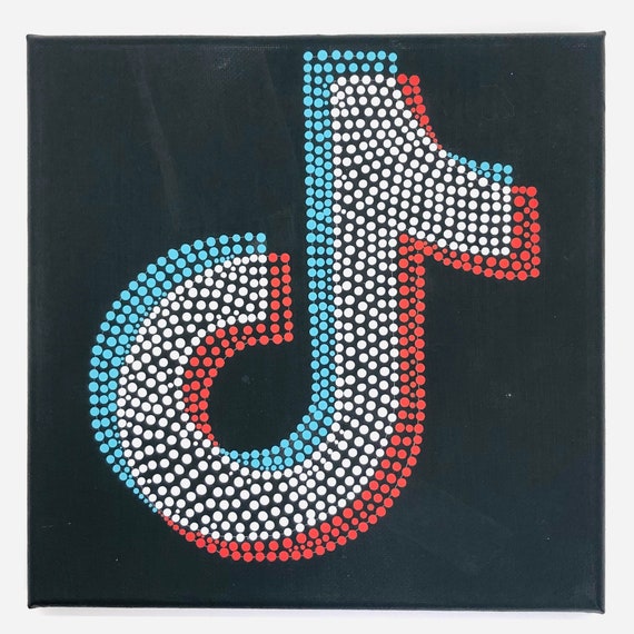 8x8 Stretched Canvas Acrylic Painting Tiktok Logo 3d Social Etsy