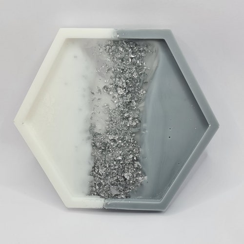 Grey and White Handmade Resin Coasters Etsy