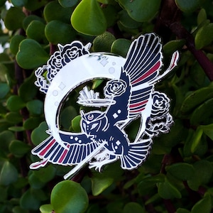 Owl Dearly Departed 2&quot; Hard Enamel Pin, Celestial Owl Pin, Owl Moon Pin, Witchy Pins