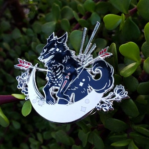 Wolf Dearly Departed 2&quot; Hard Enamel Pin, Celestial Wolf Pin, Wolf Moon Pin, Witchy Pins