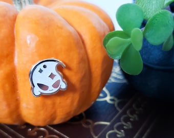 Ghost White Glitter Hard Mini Enamel Pin 0.5", Halloween Pin, Witchy Pin