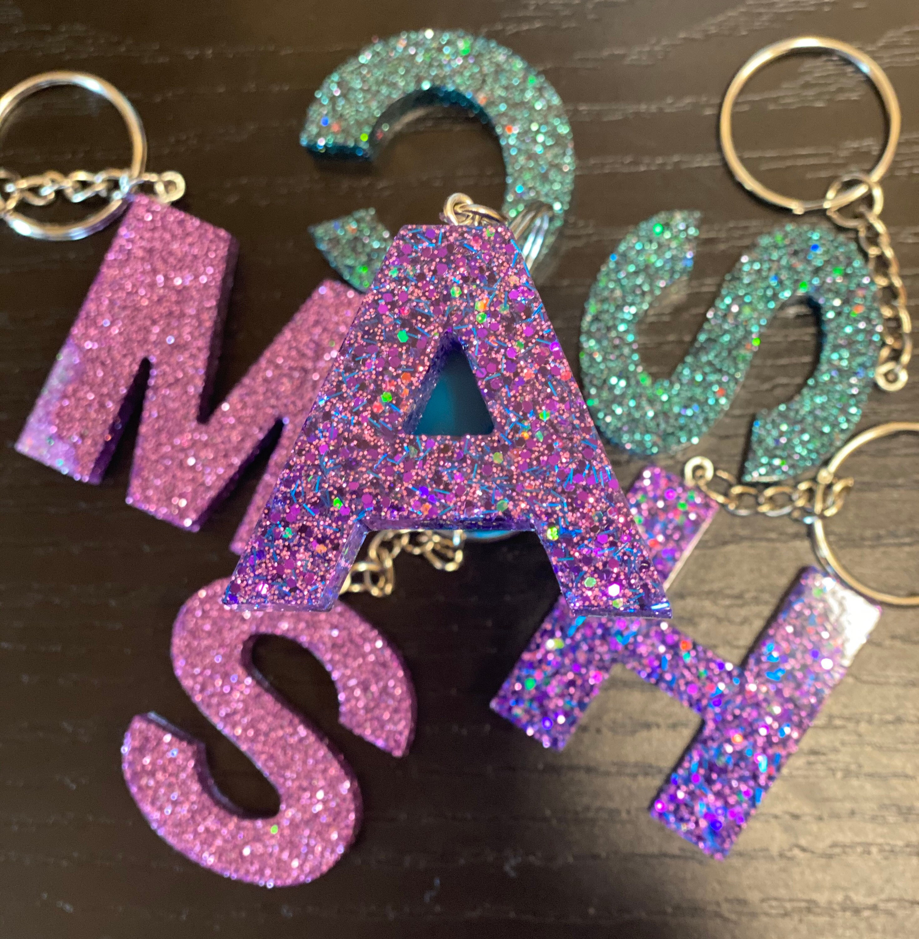 Glitter Letter Keychain - lots of glitters to choose!!