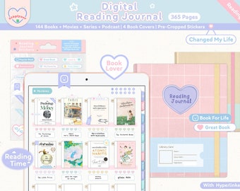 Digital Reading Journal | Book, Movie, Series & Podcast Tracker for iPad Goodnotes, Notability