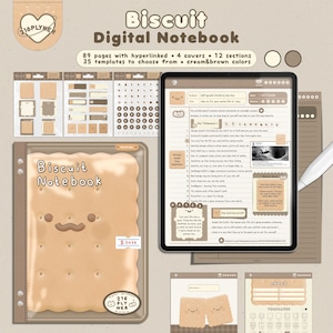 Bloc-notes numérique biscuit | Cahier numérique hypertexte, modèles de notes pour la prise de notes Goodnotes, Notability