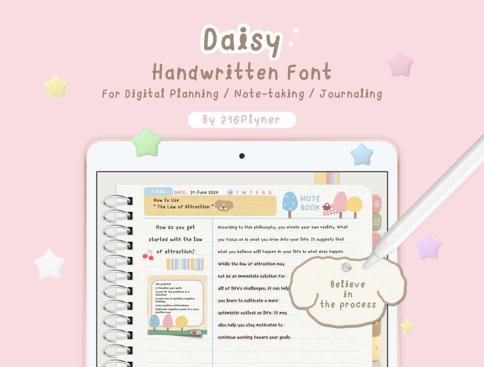Daisy Handwritten Font | Digital Planning, Goodnotes (TTF) - Etsy