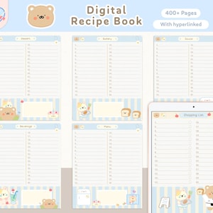 Recipe journal PDF for Goodnotes and Notability, Digital cookbook template with recipe sections, meal planner and grocery list, Cute Digital Recipe Book for Goodnotes, Recipe journal, Recipe planner, Meal planner, Cook book, Food trackers, Recipe book templates, Digital Planner, Digital Notebook, Digital Recipe book, Recipe book, Recipe journal, Recipe planner, Cook book, Meal planner, Meal Tracker, Digital recipe template, Digital planner, Food planner, Food tracker, Goodnotes Planner