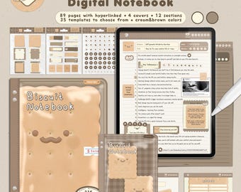 Biscuit Digital Notebook | Hyperlinked , Kawaii study notes templates for note-taking Goodnotes, Notability