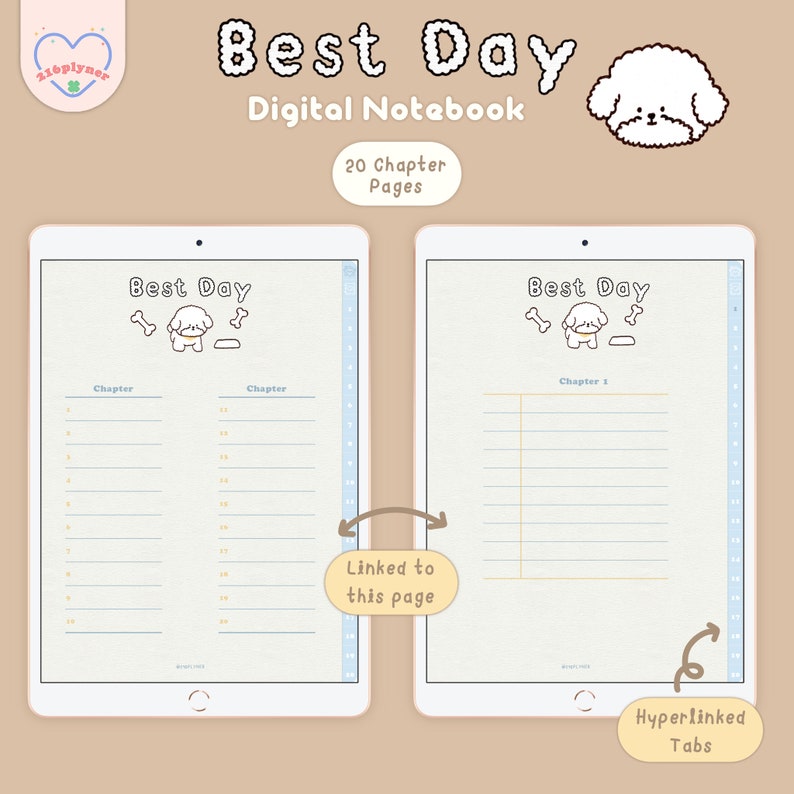 Best Day Digital Notebook With Hyperlinked | Digital Notes Template for ...
