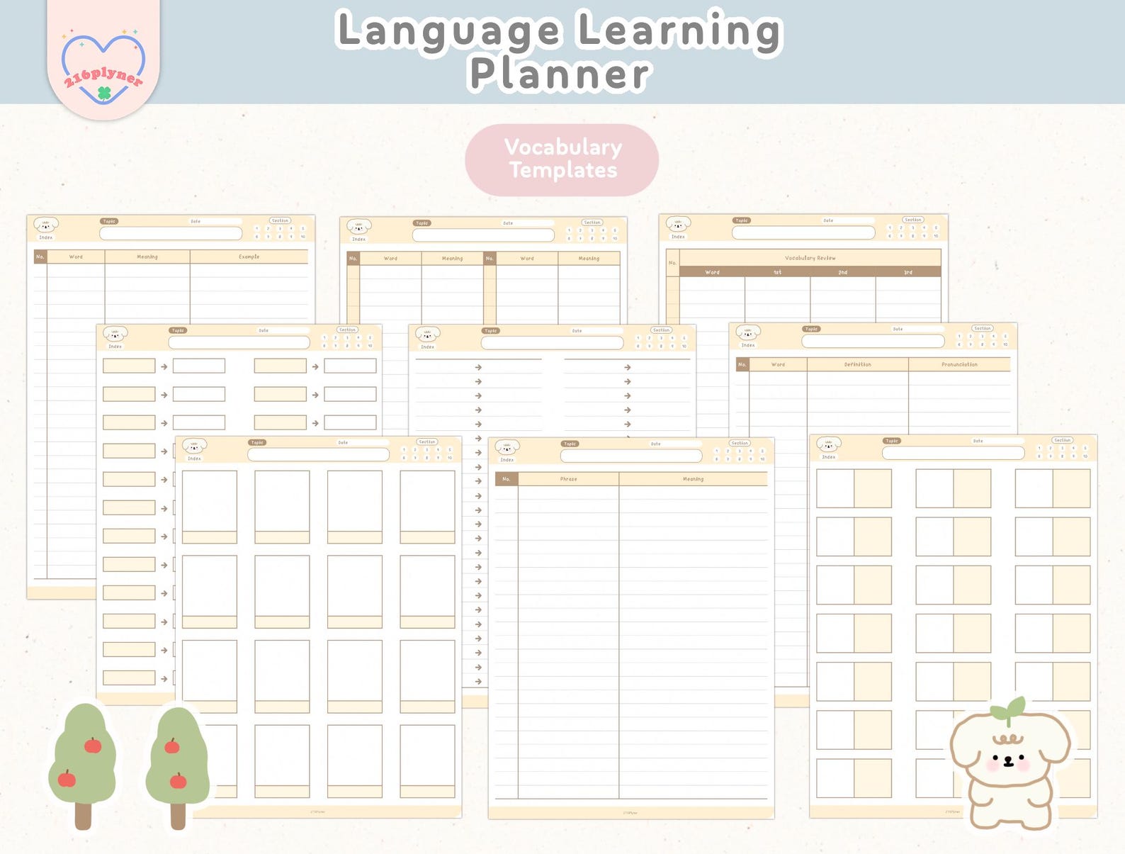 Language Learning Digital Notebook: Vocabulary & Grammar Templates (PDF ...