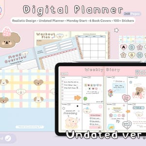 Cute Digital Planner, Undated Planner, Daily Planner, Weekly Planner, GoodNotes & Notability Planner, iPad Planner, Cute stickers