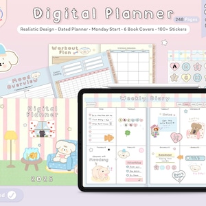 2025 Digital Planner, Cute Digital Planner, Daily Planner, Weekly Planner, GoodNotes&Notability Planner, iPad Planner, Notebook, Stickers