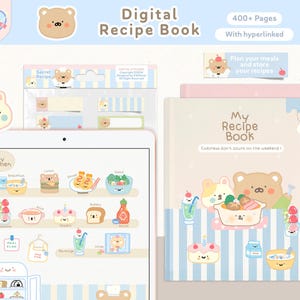 Cute Digital Recipe Book for Goodnotes | Recipe journal, Recipe planner, Meal planner, Cook book, Food trackers, Recipe book templates