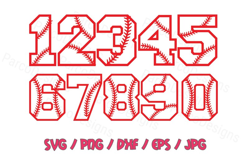 Baseball Numbers Svg Png Dxf Eps Jpg Etsy