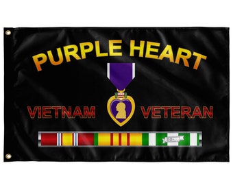 Purple Heart Vietnam Veteran Wall Flag