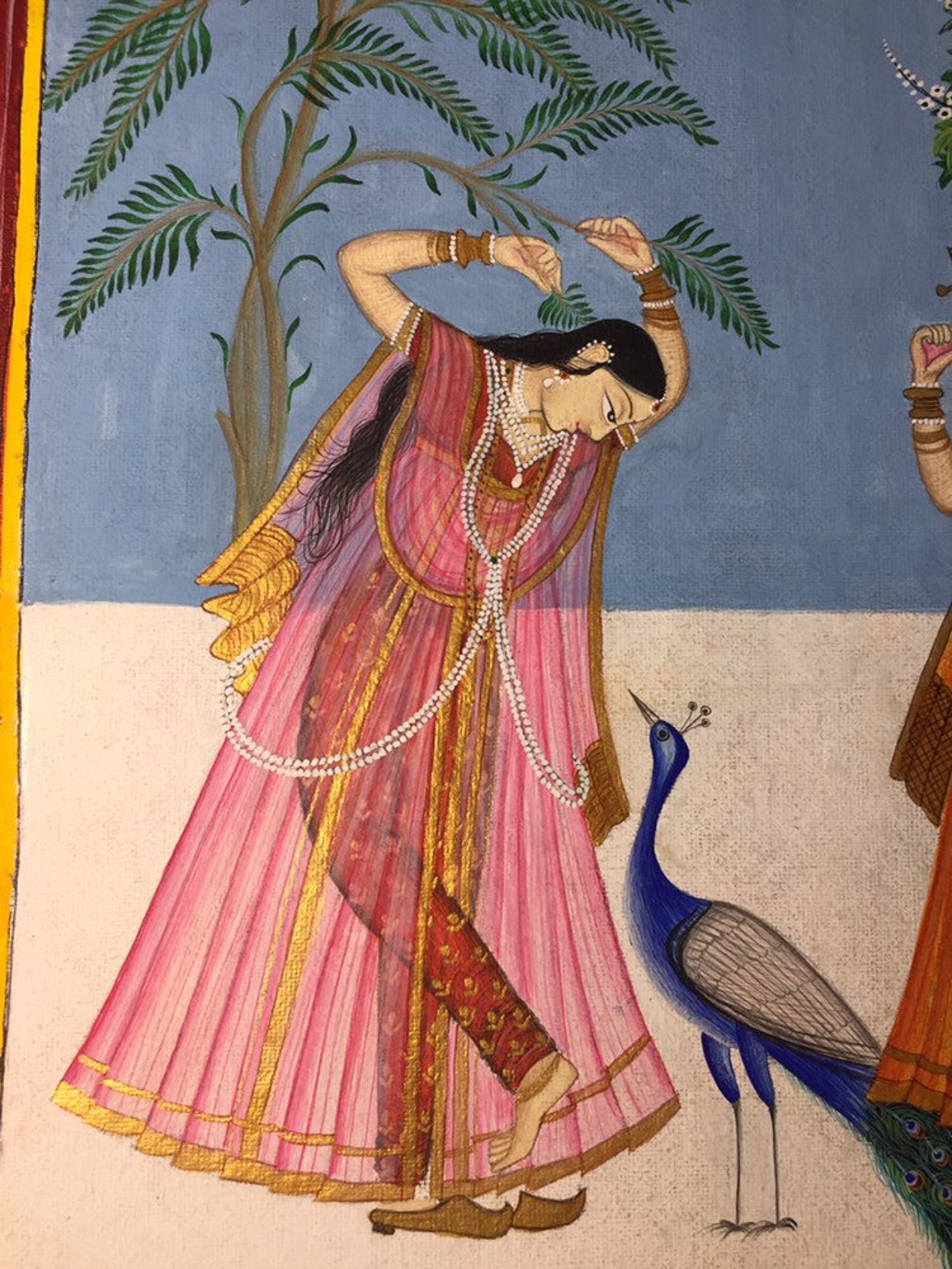 Handpainted Ragamala Painting garland of Musical Modes Ragini Sarang