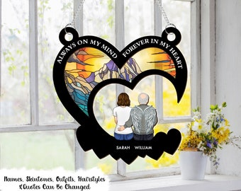Always On Our Minds, Forever In Our Hearts - Memorial Personalized Custom Suncatcher Ornament - Acrylic Round Shaped - Sympathy Gift For Family Members