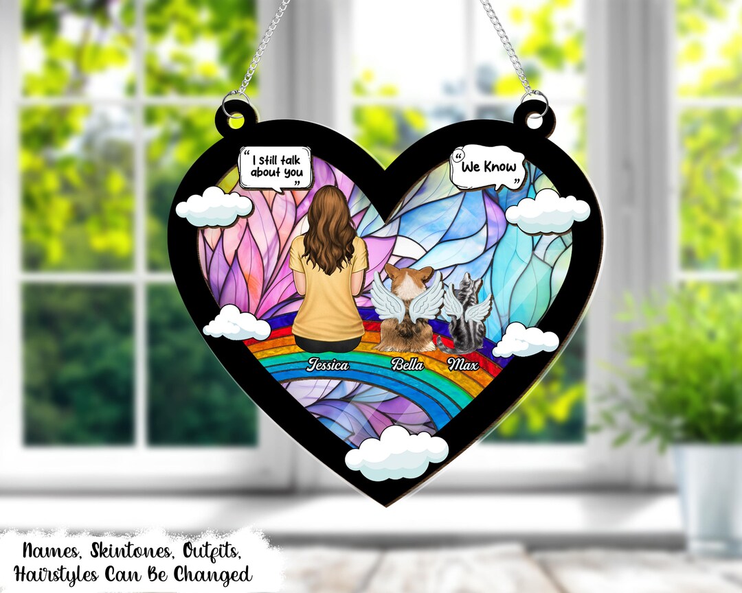 Dog Memorial Suncatcher Ornament, Loss of Pet Sympathy Gift, Rainbow ...