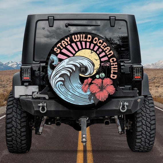 ハイビスカスフラワー ウミガメ 海の中の海 スペアタイヤカバー SUV キャンパー RV アクセサリー グレーインク 27.5 ハイビスカスフラワー ウミガメ 海の中の海 スペアタイヤカバー SUV