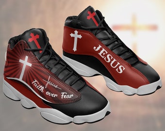 God Sneaker - Jesus - Faith Over Fear Scarpe da ginnastica unisex Christian Jesus, Regalo per Dio Amante, Scarpe per bambini, Scarpe da corsa di Dio, Scarpe da ginnastica sportive,