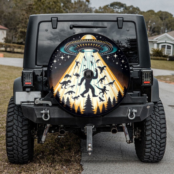 3D Bigfoot America Flag Spare Tire Cover - Waterproof Universal Fit For RV SUV Trailer