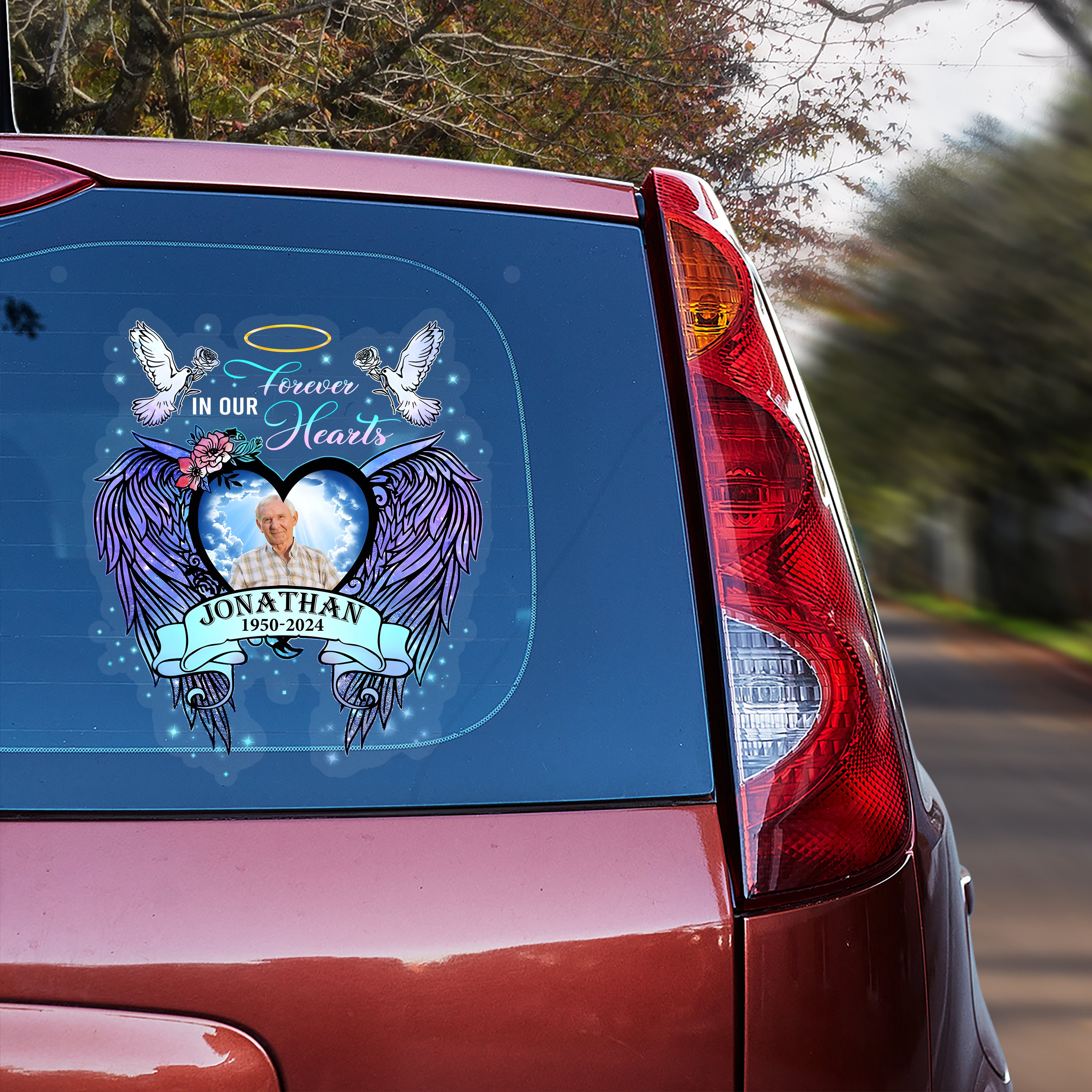 Forever in Our Hearts Decal, in Memory of Son Decal, Memorial Car Decal ...