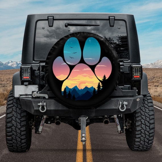 Black Tire Cover Black Dog Paw Print Tire Cover - 28-29 Inch Spare Tire ...