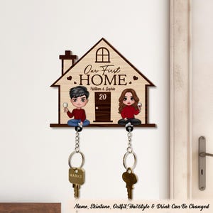 Eerste huiscadeau, ons eerste huis aangepaste sleutelhanger sleutelhouder, mijn eerste huis, eerste huiscadeau voor stel, gepersonaliseerde sleutelhouder nieuw huis