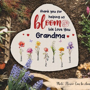 Thank You for Helping Us Bloom, Personalized Garden Stone, Grandma Garden Stone, Outdoor Decor ...