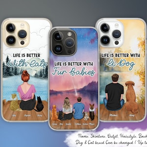 La vie est meilleure avec des bébés en fourrure, coque de téléphone transparente personnalisée, étui de téléphone pour maman en fourrure, cadeau vétérinaire Vet Tech, cadeau pour amoureux des chiens, amoureux des animaux de compagnie