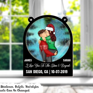 Benutzerdefinierte Sternkarte Weihnachtsverzierung, Nachthimmel personalisierte Fensterbehang Suncatcher Ornament, Night We Met Jahrestagsgeschenk, Hochzeitsgeschenk