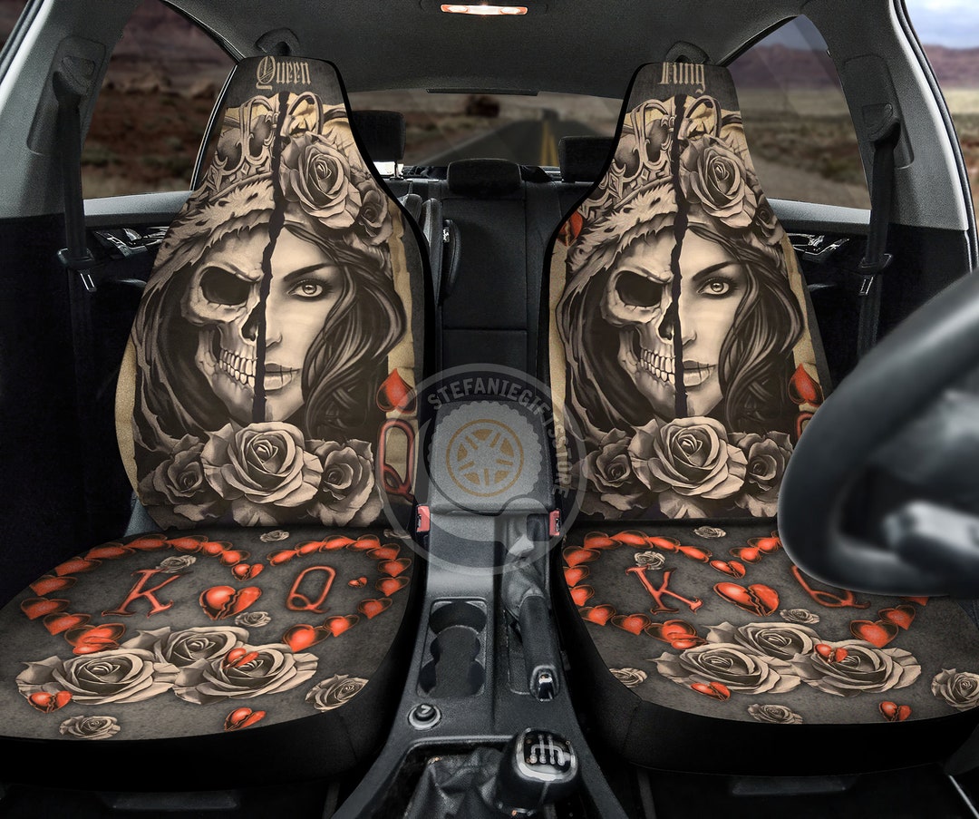 Skull King Queen Seat Covers Personalized Skull Car Seat Etsy