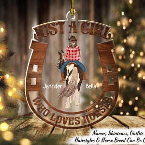 Just A Girl Who Loves Horses Ornament, Personalized Christmas Acrylic Ornament, Christmas Gifts For A Horse Lover, Horseback Riding Gifts