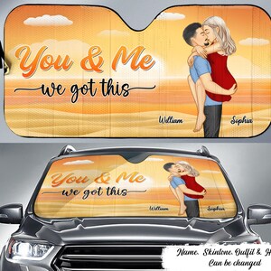 You And Me We Got This, Personalized Auto Sunshade, Sun Shade For Car, Family Gift For Dad, Windshield Sun Shade, Car Decor, Car Windshield