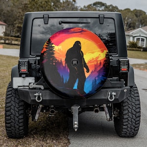 Bigfoot Spare Tire Cover With Or Without Camera Hole, Adventure Wild Tire Cover, Gift Idea For Her, Women Gift, Sunset Tire Cover